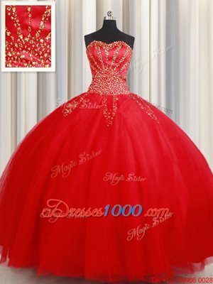 Customized Red Sweet 16 Dresses Military Ball and Sweet 16 and Quinceanera and For with Beading Sweetheart Sleeveless Lace Up