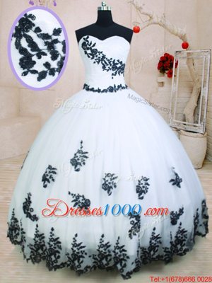 White Lace Up Sweetheart Appliques Sweet 16 Dress Organza Sleeveless