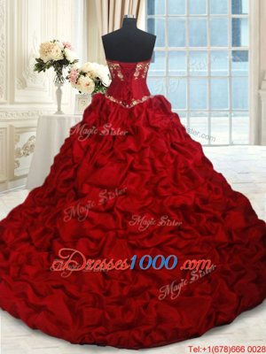 Pick Ups Floor Length Ball Gowns Sleeveless Wine Red 15th Birthday Dress Lace Up