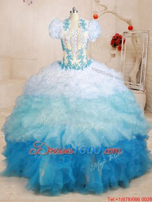 Designer Brush Train Ball Gowns Quinceanera Dresses Multi-color Sweetheart Organza Sleeveless With Train Lace Up