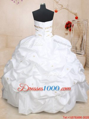Scoallped White Sleeveless Floor Length Beading and Pick Ups Lace Up Quinceanera Gowns