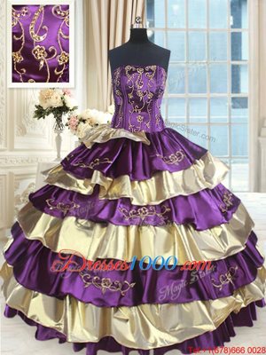 Multi-color Sleeveless Beading and Ruffled Layers Floor Length Sweet 16 Dresses