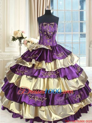 Multi-color Sleeveless Beading and Ruffled Layers Floor Length Sweet 16 Dresses