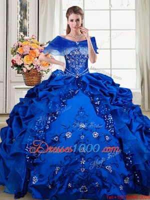 Royal Blue Sleeveless Beading and Embroidery and Pick Ups Floor Length Quinceanera Dresses