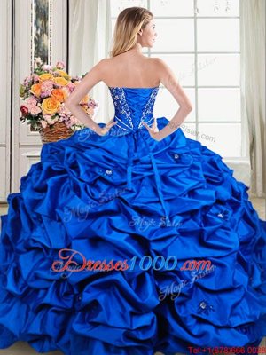 Royal Blue Sleeveless Beading and Embroidery and Pick Ups Floor Length Quinceanera Dresses