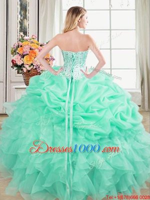 Pick Ups Ball Gowns Quinceanera Gowns Apple Green Sweetheart Organza Sleeveless Floor Length Lace Up