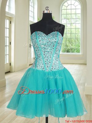 Dramatic Three Piece Sweetheart Sleeveless Lace Up Sweet 16 Dresses Aqua Blue Tulle