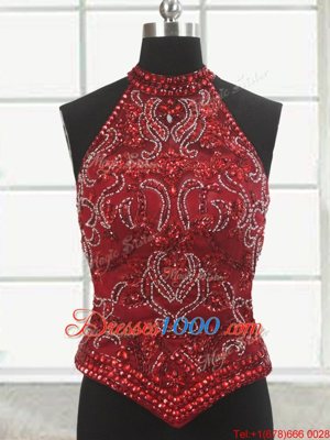 Fabulous Three Piece Halter Top Sleeveless Tulle Quinceanera Gown Beading Court Train Lace Up