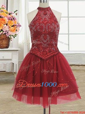 Fabulous Three Piece Halter Top Sleeveless Tulle Quinceanera Gown Beading Court Train Lace Up