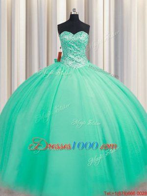 Elegant Floor Length Turquoise Quinceanera Gowns Sweetheart Sleeveless Lace Up