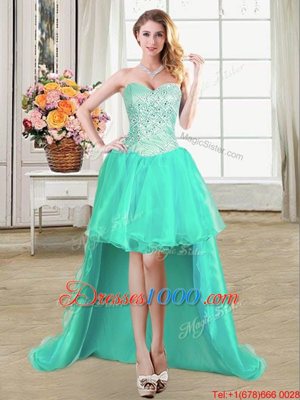 Four Piece Sweetheart Sleeveless Organza Quinceanera Dress Beading and Ruffles and Pick Ups Lace Up