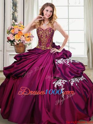 Amazing Burgundy Sweetheart Lace Up Beading and Appliques and Pick Ups Quinceanera Gowns Sleeveless