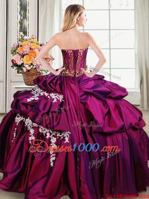 Amazing Burgundy Sweetheart Lace Up Beading and Appliques and Pick Ups Quinceanera Gowns Sleeveless