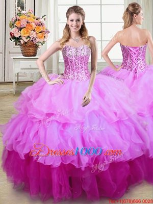 Multi-color Sleeveless Ruffles and Sequins Floor Length Sweet 16 Quinceanera Dress