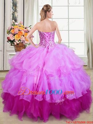 Multi-color Sleeveless Ruffles and Sequins Floor Length Sweet 16 Quinceanera Dress