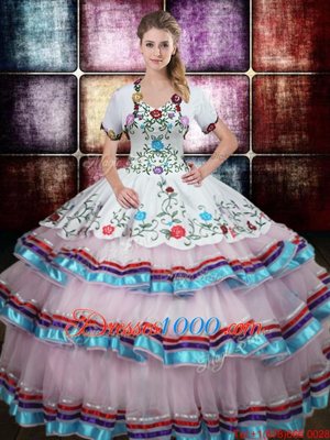 Straps Straps Floor Length Lace Up Quinceanera Gowns Multi-color and In for Military Ball and Sweet 16 and Quinceanera with Beading and Embroidery