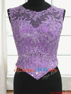 Three Piece Floor Length Lilac Ball Gown Prom Dress Scoop Sleeveless Lace Up