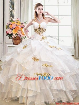 Smart Sleeveless Lace Up Floor Length Beading and Ruffles Quince Ball Gowns