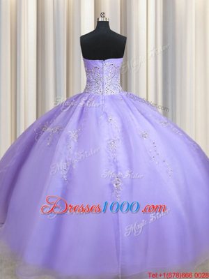 Colorful Ball Gowns 15th Birthday Dress Lavender Sweetheart Organza Sleeveless Floor Length Zipper