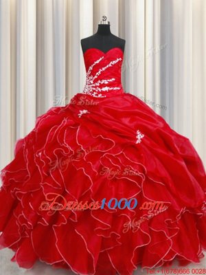 Affordable Sleeveless Beading and Ruffles and Pick Ups Lace Up Vestidos de Quinceanera