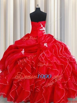 Affordable Sleeveless Beading and Ruffles and Pick Ups Lace Up Vestidos de Quinceanera