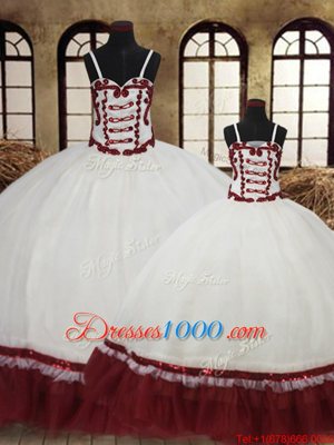 Straps Straps White Sleeveless Floor Length Beading Lace Up Sweet 16 Quinceanera Dress