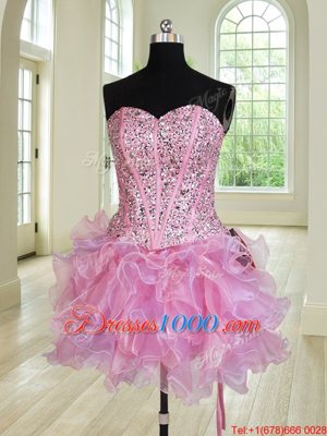 Four Piece Multi-color Lace Up Sweetheart Beading and Ruffles Quince Ball Gowns Organza Sleeveless