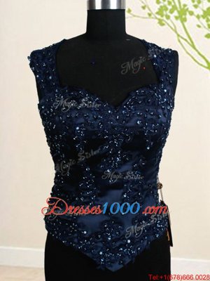 Gorgeous Four Piece Navy Blue Quinceanera Dresses Military Ball and Sweet 16 and Quinceanera and For with Beading and Ruffles Straps Sleeveless Zipper