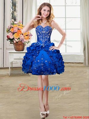 Four Piece Royal Blue Sweetheart Lace Up Beading and Embroidery and Pick Ups 15th Birthday Dress Sleeveless