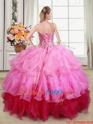 Multi-color Quinceanera Dress Military Ball and Sweet 16 and Quinceanera and For with Ruffles and Sequins Sweetheart Sleeveless Lace Up