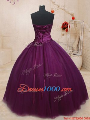 Flare Three Piece Tulle Sleeveless Floor Length Sweet 16 Dress and Beading