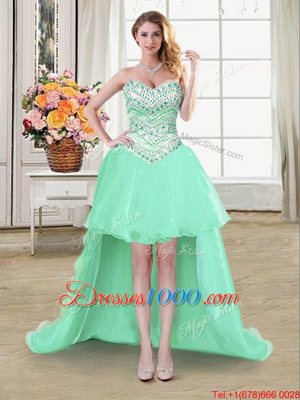 Unique Four Piece Apple Green Ball Gowns Tulle Sweetheart Sleeveless Beading Floor Length Lace Up Sweet 16 Dresses