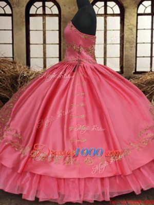 Charming Sleeveless Floor Length Beading and Embroidery Lace Up 15 Quinceanera Dress with Pink