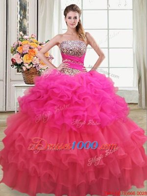 Designer Floor Length Lace Up Sweet 16 Quinceanera Dress Multi-color and In for Military Ball and Sweet 16 and Quinceanera with Beading and Ruffles and Ruffled Layers and Sequins