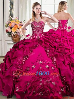 Designer Four Piece Sleeveless Beading and Embroidery Lace Up Sweet 16 Quinceanera Dress