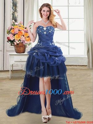 Four Piece Organza Sleeveless Floor Length 15 Quinceanera Dress and Appliques