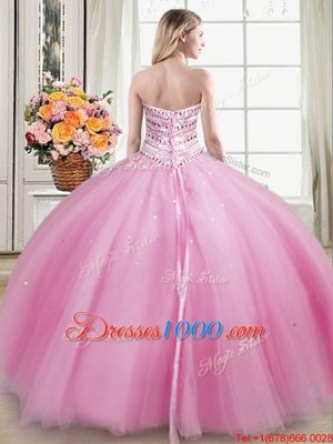 Modest Sleeveless Lace Up Floor Length Beading 15th Birthday Dress