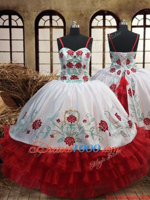 Fashionable Organza Sleeveless Floor Length Kids Formal Wear and Embroidery and Ruffled Layers