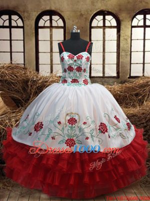 Fashionable Organza Sleeveless Floor Length Kids Formal Wear and Embroidery and Ruffled Layers