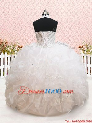 Ball Gowns Toddler Flower Girl Dress White Halter Top Organza Sleeveless Floor Length Lace Up