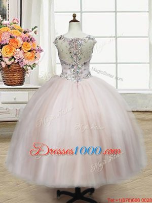 Straps Straps Floor Length Ball Gowns Cap Sleeves Pink Party Dress for Toddlers Zipper