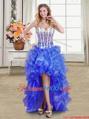 Fashionable Sweetheart Sleeveless Organza Pageant Dress Womens Beading and Ruffles Lace Up