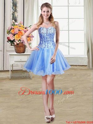 Glorious Blue Sweetheart Neckline Sequins Club Wear Sleeveless Lace Up