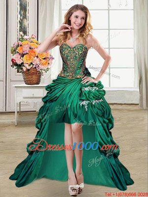 Vintage Dark Green Sweetheart Lace Up Beading and Appliques and Pick Ups Custom Made Sleeveless