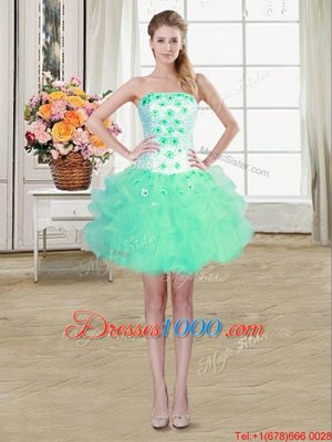 High Quality Mini Length Ball Gowns Sleeveless Turquoise Cocktail Dresses Lace Up