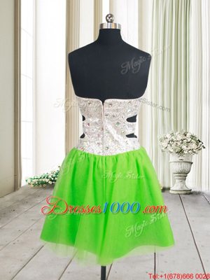 Exquisite A-line Beading and Sequins Prom Gown Zipper Tulle Sleeveless Mini Length