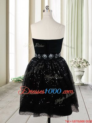 Wonderful Black Strapless Neckline Beading and Sequins Cocktail Dress Sleeveless Zipper