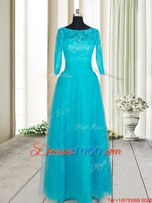 Affordable Scoop Half Sleeves Tulle Prom Homecoming Dress Beading and Lace and Appliques Zipper