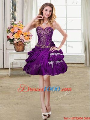 Hot Sale Pick Ups Sweetheart Sleeveless Lace Up Pageant Dress Purple Taffeta