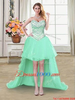 Apple Green Womens Party Dresses Prom and Party and For with Beading Sweetheart Sleeveless Lace Up